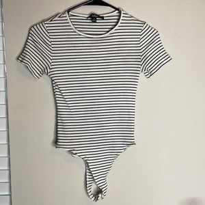 Lulu’s Black/White Striped Bodysuit